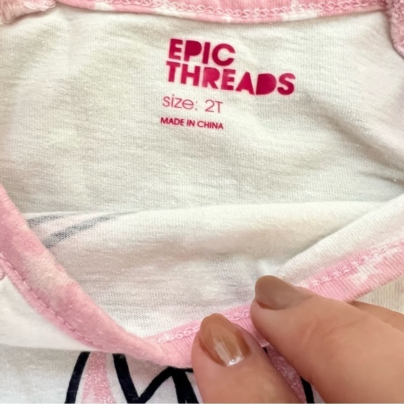 Epic Threads toddler ballet long sleeve shirt pink/white size 2T - Picture 3 of 3